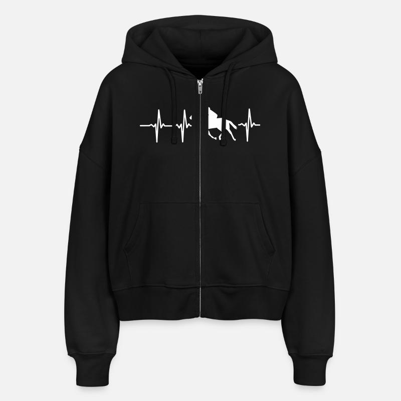 MON CŒUR BAT POUR LES CHEVAUX ! - Veste à capuche bio Ida Stanley/Stella Femme - noir