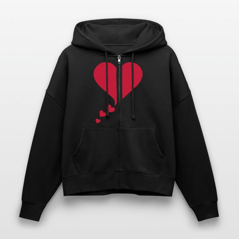 Text bubble hearts, comic bubble, speech bubble, Stanley/Stella Boxy Women’s Organic Zip Hoodie Ida