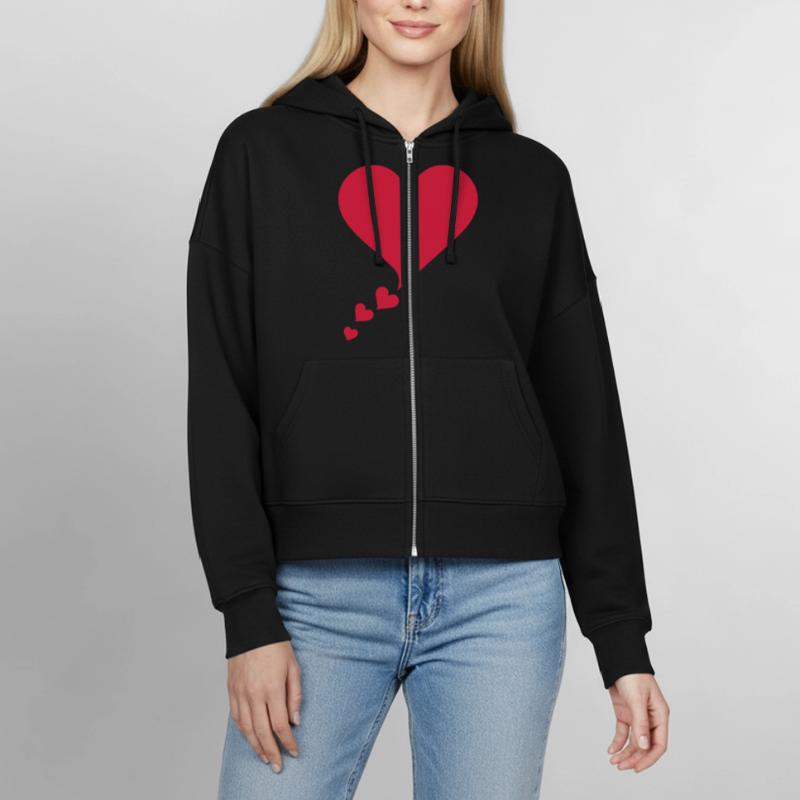Text bubble hearts, comic bubble, speech bubble, Stanley/Stella Boxy Women’s Organic Zip Hoodie Ida
