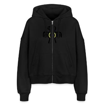 indischer Kulturvogel - Stanley/Stella Boxy Frauen Bio Zip Hoodie Ida - Schwarz - Vorne - AI Model Female 172 light (172cm)