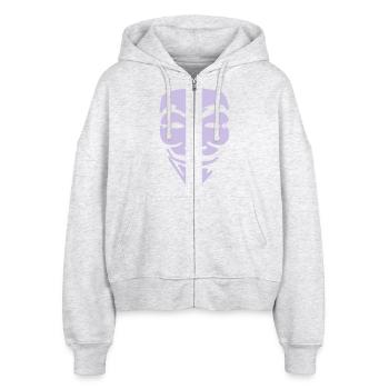 GUY FAWKES, anonymous, occupy - Stanley/Stella Boxy Frauen Bio Zip Hoodie Ida - Weiß meliert - Vorne - AI Model Female 172 dark (172cm)