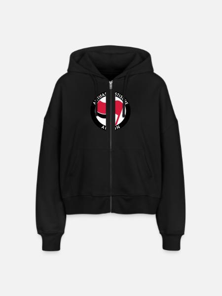 Antifaschistische Aktion - Stanley/Stella Boxy Frauen Bio Zip Hoodie Ida - Schwarz
