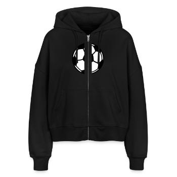 Fußball - Stanley/Stella Boxy Frauen Bio Zip Hoodie Ida - Schwarz - Vorne - AI Model Female 172 light (172cm)