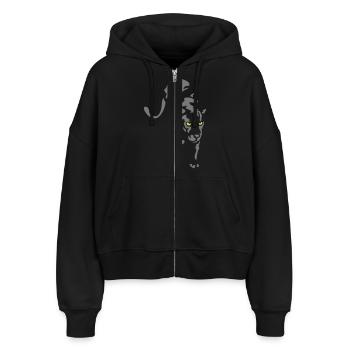 Panther - Stanley/Stella Boxy Frauen Bio Zip Hoodie Ida - Schwarz - Vorne - AI Model Female 172 light (172cm)