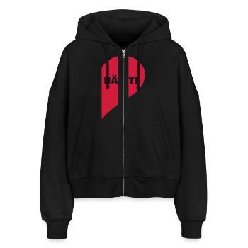 Bessere Hälfte - Stanley/Stella Boxy Frauen Bio Zip Hoodie Ida - Schwarz - Vorne - AI Model Female 172 light (172cm)