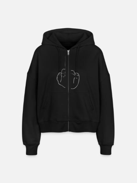Mittelfinger - Stanley/Stella Boxy Frauen Bio Zip Hoodie Ida - Schwarz