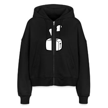 toast - Stanley/Stella Boxy Frauen Bio Zip Hoodie Ida - Schwarz - Vorne - AI Model Female 172 light (172cm)