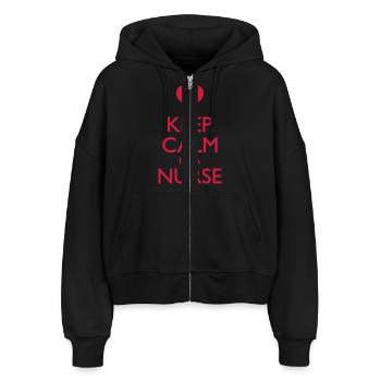 Keep calm I'm a nurse - Stanley/Stella Boxy Frauen Bio Zip Hoodie Ida - Schwarz - Vorne - AI Model Female 172 light (172cm)
