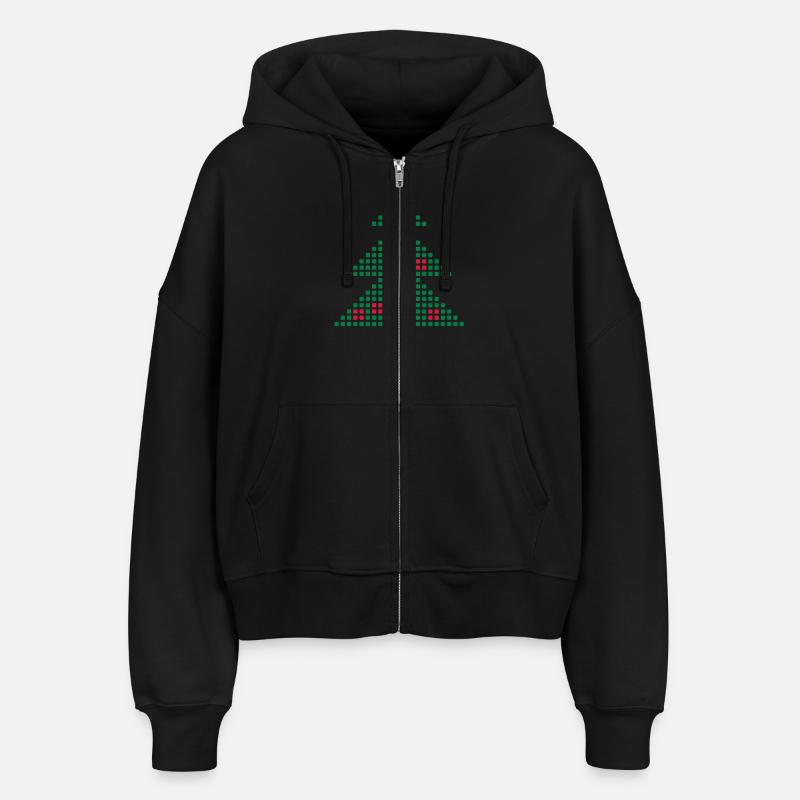 Christmas Tree Pixel - Stanley/Stella Boxy Women’s Organic Zip Hoodie Ida - black