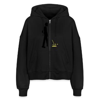 Pee - Stanley/Stella Boxy Frauen Bio Zip Hoodie Ida - Schwarz - Vorne - AI Model Female 172 light (172cm)