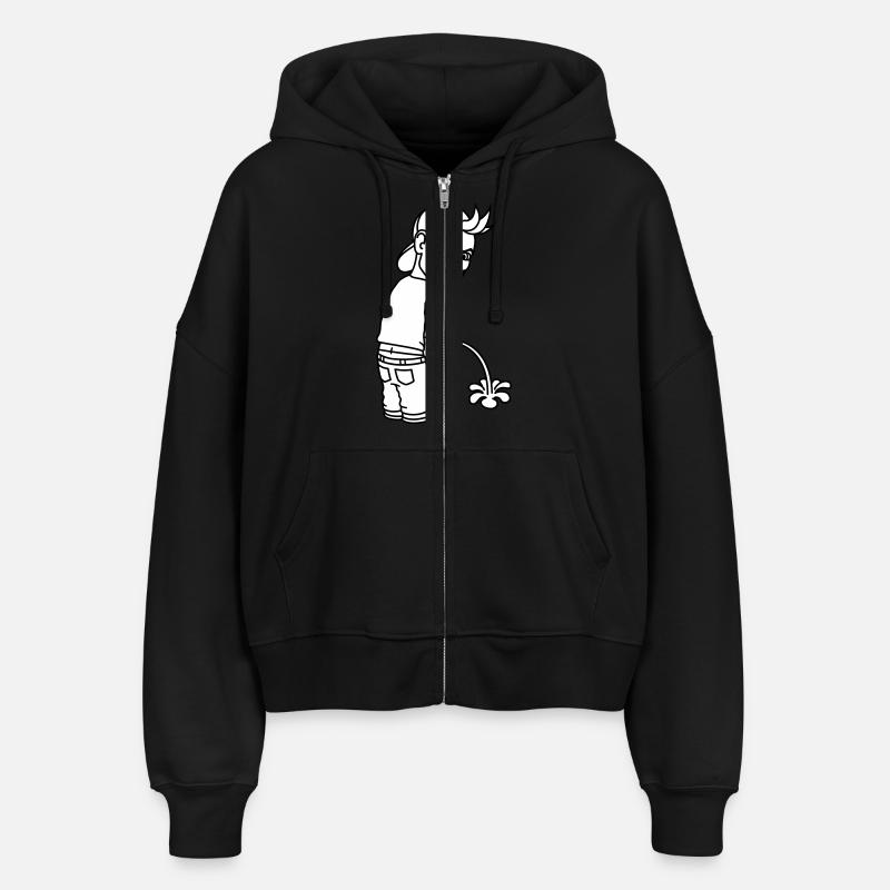Pee Boy 2c - Stanley/Stella Boxy Women’s Organic Zip Hoodie Ida - black