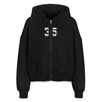 35 - Stanley/Stella Boxy Frauen Bio Zip Hoodie Ida - Schwarz - Vorne - AI Model Female 172 light (172cm)