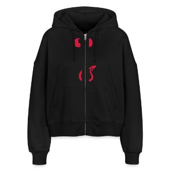 Devil Satan horns evil Dick - Stanley/Stella Boxy Women’s Organic Zip Hoodie Ida - black - Front - AI Model Female 172 light (172cm)