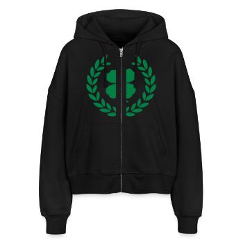 irish shamrock green - Stanley/Stella Boxy Women’s Organic Zip Hoodie Ida - black - Front - AI Model Female 172 light (172cm)