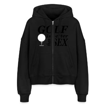 golf - Stanley/Stella Boxy Women’s Organic Zip Hoodie Ida - black - Front - AI Model Female 172 light (172cm)