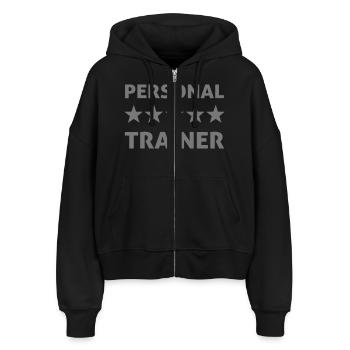 personal trainer - Stanley/Stella Boxy Frauen Bio Zip Hoodie Ida - Schwarz - Vorne - AI Model Female 172 light (172cm)