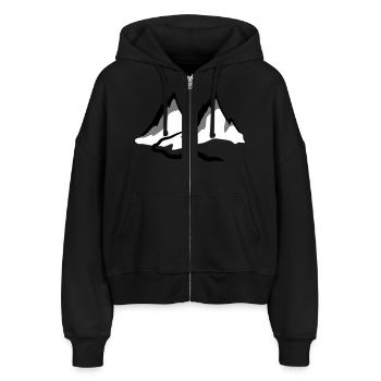 Schöne Berge Wanderweg - Stanley/Stella Boxy Frauen Bio Zip Hoodie Ida - Schwarz - Vorne - AI Model Female 172 light (172cm)