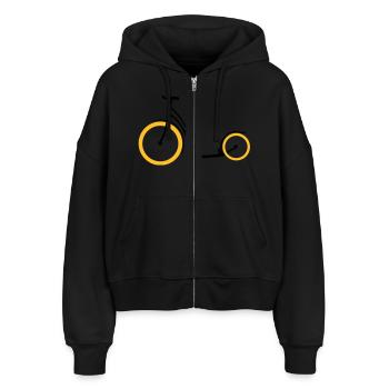 Tretroller zweifarbig - Stanley/Stella Boxy Frauen Bio Zip Hoodie Ida - Schwarz - Vorne - AI Model Female 172 light (172cm)