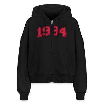 1994 - Stanley/Stella Boxy Women’s Organic Zip Hoodie Ida - black - Front - AI Model Female 172 light (172cm)
