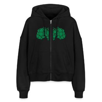Hopfen - Stanley/Stella Boxy Frauen Bio Zip Hoodie Ida - Schwarz - Vorne - AI Model Female 172 light (172cm)