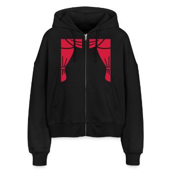 Theater - Stanley/Stella Boxy Frauen Bio Zip Hoodie Ida - Schwarz - Vorne - AI Model Female 172 light (172cm)
