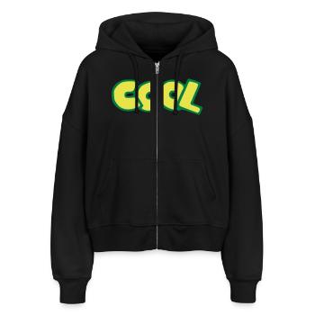 cool - Stanley/Stella Boxy Frauen Bio Zip Hoodie Ida - Schwarz - Vorne - AI Model Female 172 light (172cm)