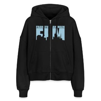 FFM - Frankfurt am Main - Stanley/Stella Boxy Frauen Bio Zip Hoodie Ida - Schwarz - Vorne - AI Model Female 172 light (172cm)