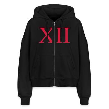 12 - Stanley/Stella Boxy Frauen Bio Zip Hoodie Ida - Schwarz - Vorne - AI Model Female 172 light (172cm)