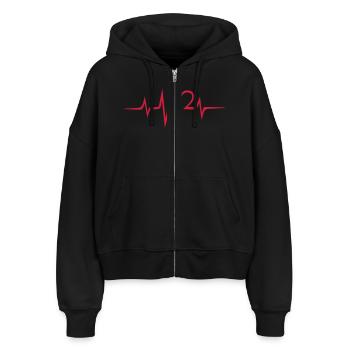 Musique coeur Dub Techno House Dance Electro Psy - Veste à capuche bio Ida Stanley/Stella Femme - noir - Devant - AI Model Female 172 light (172cm)