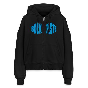 Buckelpiste - Stanley/Stella Boxy Frauen Bio Zip Hoodie Ida - Schwarz - Vorne - AI Model Female 172 light (172cm)