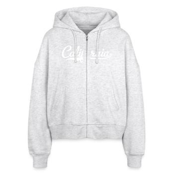 California - Stanley/Stella Boxy Frauen Bio Zip Hoodie Ida - Weiß meliert - Vorne - AI Model Female 172 dark (172cm)