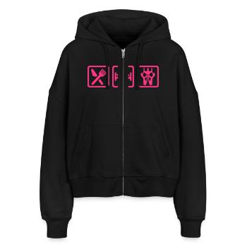 Ballett - Stanley/Stella Boxy Frauen Bio Zip Hoodie Ida - Schwarz - Vorne - AI Model Female 172 light (172cm)