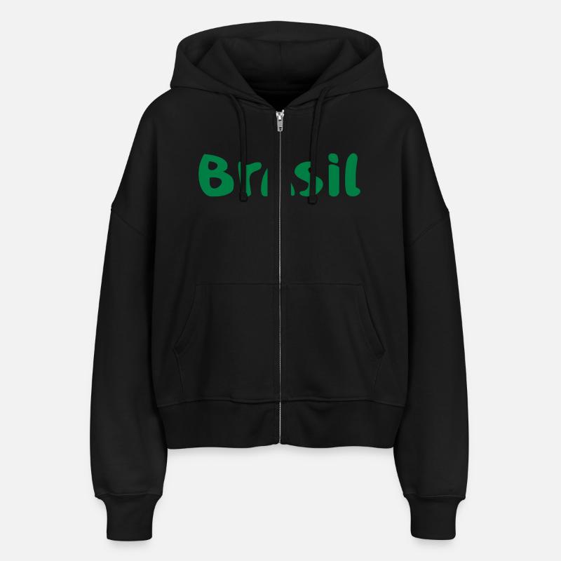 Brasil_V1 - Stanley/Stella Boxy Frauen Bio Zip Hoodie Ida - Schwarz