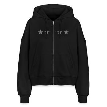 5 stars - Stanley/Stella Boxy Women’s Organic Zip Hoodie Ida - black - Front - AI Model Female 172 light (172cm)