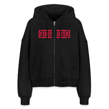 Firefighter Logo - Stanley/Stella Boxy Frauen Bio Zip Hoodie Ida - Schwarz - Vorne - AI Model Female 172 light (172cm)