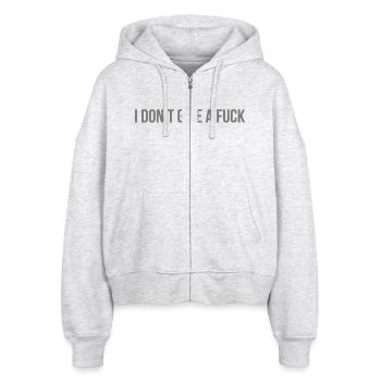 i dont give a fuck - Stanley/Stella Boxy Women’s Organic Zip Hoodie Ida - heather white - Front - AI Model Female 172 dark (172cm)