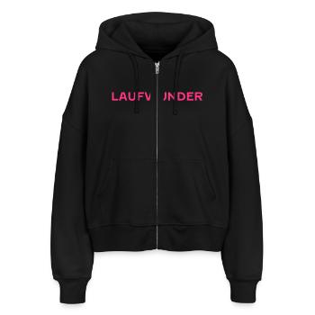 Laufwunder | Sport-T-Shirts bedrucken - Stanley/Stella Boxy Frauen Bio Zip Hoodie Ida - Schwarz - Vorne - AI Model Female 172 light (172cm)