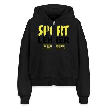 Sportlehrer Geschenk - Stanley/Stella Boxy Frauen Bio Zip Hoodie Ida - Schwarz - Vorne - AI Model Female 172 light (172cm)