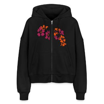 blumen - Stanley/Stella Boxy Frauen Bio Zip Hoodie Ida - Schwarz - Vorne - AI Model Female 172 light (172cm)