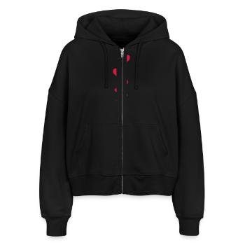 love hearts - Stanley/Stella Boxy Frauen Bio Zip Hoodie Ida - Schwarz - Vorne - AI Model Female 172 light (172cm)