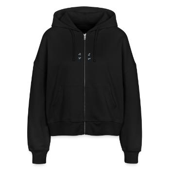 pirat, - Stanley/Stella Boxy Frauen Bio Zip Hoodie Ida - Schwarz - Vorne - AI Model Female 172 light (172cm)