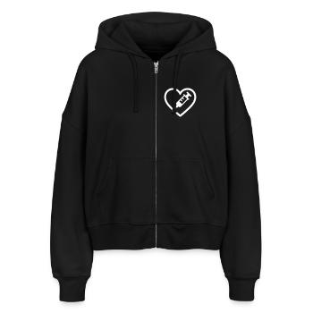 Herz + Krankenschwester – Super-Eltern-Krankenschwester - Stanley/Stella Boxy Frauen Bio Zip Hoodie Ida - Schwarz - Vorne - AI Model Female 172 light (172cm)