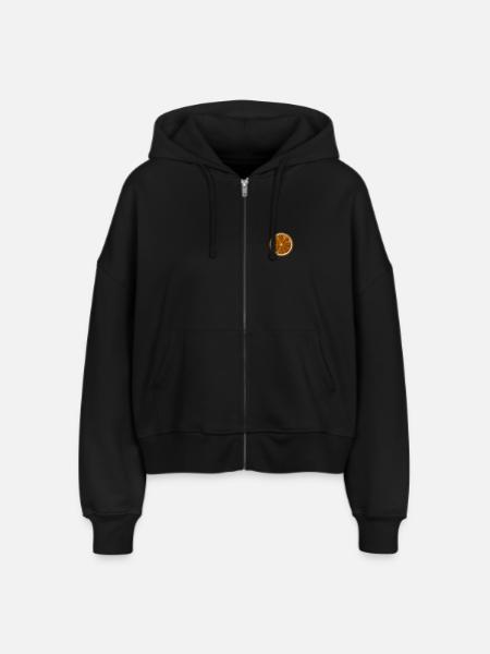 Orange bestickt - Stanley/Stella Boxy Frauen Bio Zip Hoodie Ida - Schwarz