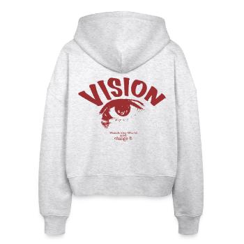 Vision Auge Streetwear - Stanley/Stella Boxy Frauen Bio Zip Hoodie Ida - Weiß meliert - Hinten - AI Model Female 172 dark (172cm)