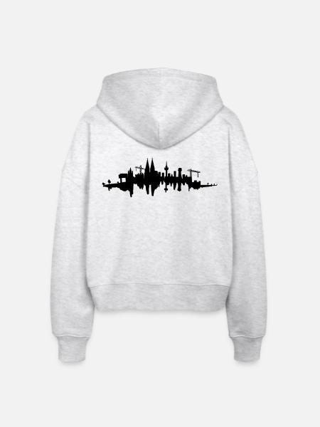 Kölner Skyline - Stanley/Stella Boxy Frauen Bio Zip Hoodie Ida - Weiß meliert