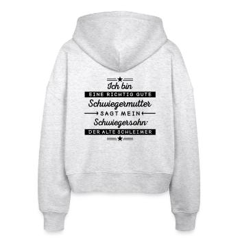 Ich bin eine gute Schwiegermutter  - Stanley/Stella Boxy Frauen Bio Zip Hoodie Ida - Weiß meliert - Hinten - AI Model Female 172 dark (172cm)