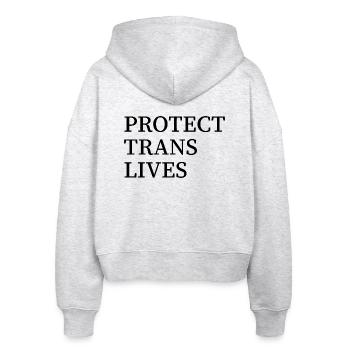 Protect trans lives - Stanley/Stella Boxy Women’s Organic Zip Hoodie Ida - heather white - Back - AI Model Female 172 dark (172cm)