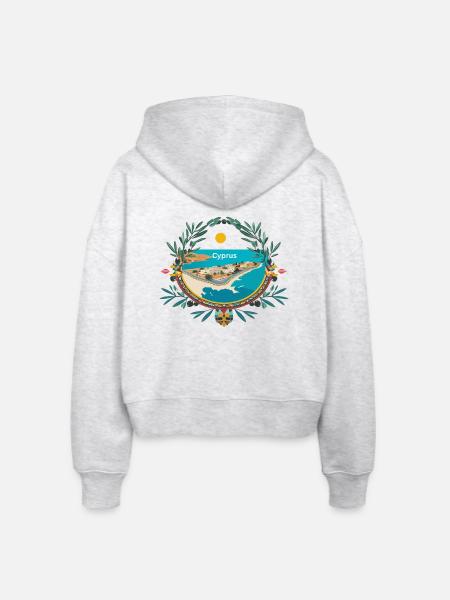 Cyprus Motives - Stanley/Stella Boxy Frauen Bio Zip Hoodie Ida - Weiß meliert