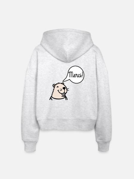 Danke, Capybara. - Stanley/Stella Boxy Frauen Bio Zip Hoodie Ida - Weiß meliert