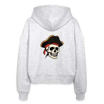 Klassischer Tattoo-Piratenschädel - Stanley/Stella Boxy Frauen Bio Zip Hoodie Ida - Weiß meliert - Hinten - AI Model Female 172 dark (172cm)